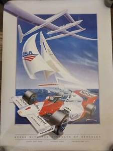 Vintage Borne With The Strength Of Hercules Poster 1987 F1 Yacht USA Voyager - Bild 1 von 12