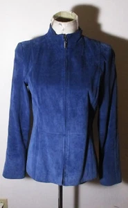 CHARTER CLUB Blue Full Zip 100% Leather Jacket Size S - Picture 1 of 6