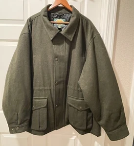 Vintage CABELAS Wool Alpaca MACKINAW Hunting Coat Size 3XL Green Parka Jacket - Picture 1 of 22