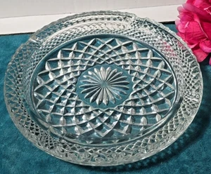 Vintage Anchor Hocking Wexford Ashtray Heavy Crystal Clear Glass Large 8.5” MCM - Picture 1 of 4