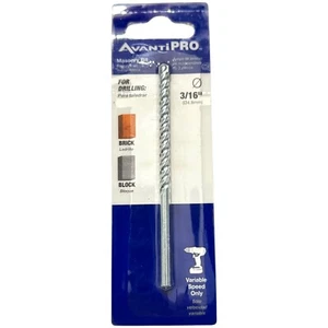 Avanti Pro Masonry Bit 3/16 “ For Drilling Brick/Block With A Power Drill New - Picture 1 of 8