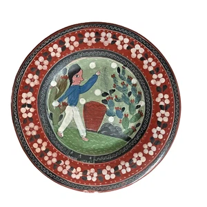 Antiguo Cactus Cosecha Tlaquepaque México Mexicano Cargador Plato Arte Popular Cerámica - Imagen 1 de 10