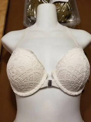 Auden The Radiant Plunge Coverage Push-Up Bra Gesso White Lace 32AA NWT - Image 1 of 2