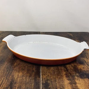 Vintage Casron Japan Volcanic Orange Cast Iron Enamel Roasting Pan 30cm X 19cm - Picture 1 of 5