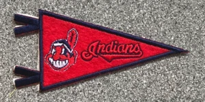 CLEVELAND INDIANS MLB BASEBALL 4" RED BLUE CHIEF WAHOO PENNANT SHAPE TEAM PATCH - Picture 1 of 2