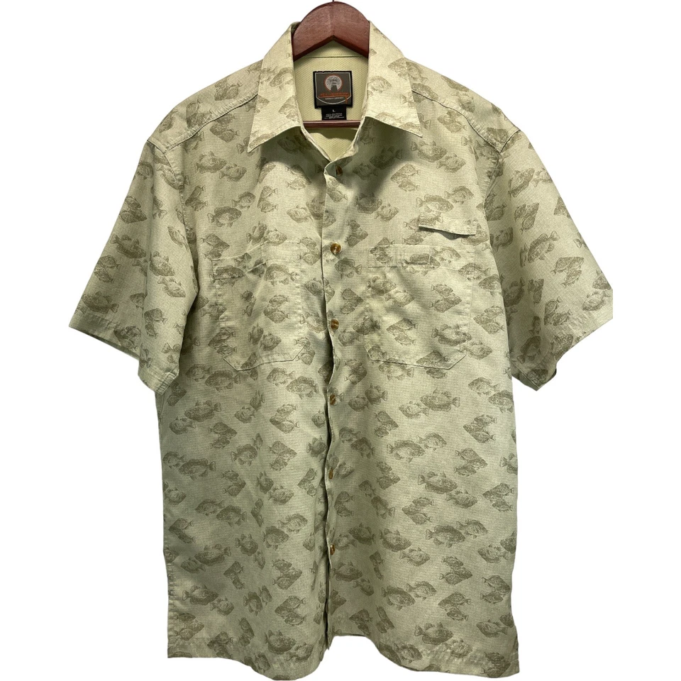 Weather Proof Mens Large Green Fish Pattern Hiking Fishing Camping Vented Babies - Image 1 of 4