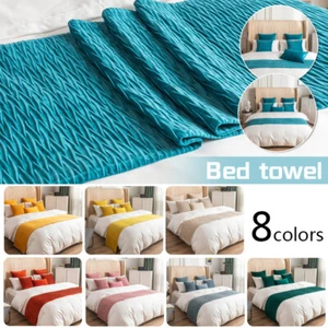 Luxury Wrinkle Dutch Velvet Bed Runner Scarf Dould-sided Home Hotel Bedroom Deco - Picture 1 of 36