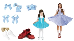 DELUXE WIZARD OF OZ DOROTHY Costume Set Dress Ruby Slippers Halloween Book week - Picture 1 of 16