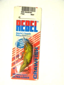 Vtg Rebel Ultralight F7667 08297 Wee Crawfish Chartruese Brown Back New - Picture 1 of 2