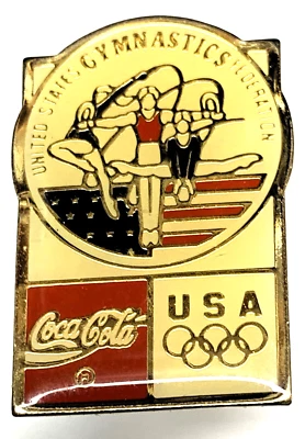 E327  OLYMPICS LAPEL  PIN ,  U.S.A. GYMNASTICS,    COCA COLA - Image 1 of 2