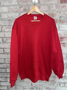 Vintage 90s Jerzees Nublend Blank Red Sweatshirt Crewneck Pullover Large USA NEU - Bild 1 von 5