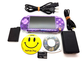 Sony PSP-3000 Playstation Portable Handheld Console Clear Purple Shell Custom