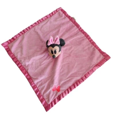 Disney Baby Minnie Mouse Pink Security Blanket Satin Trim Lovey Plush 15"x15" - Image 1 of 4