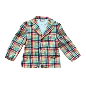 Vintage Boys Plaid Blazer Jacket Size 7 Multicolored Handmade 80’s - Picture 1 of 8