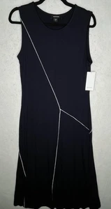 Karen Kane Dress Womens Large Navy Reverse Seam Sleeveless Made in USA A-Line - Picture 1 of 12