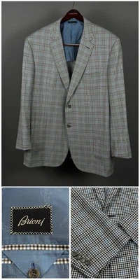 Great Brioni 男式 Houndstooth 格纹运动外套西装外套 50US 60IT — 第 1/4 张图片