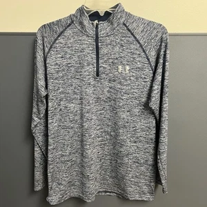Under Armour Shirt Men's Small Blue Heatgear Quarter-Zip Mock Loose Athletic - Picture 1 of 8