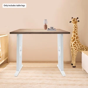 Metal Table Legs, 2 Pieces Steel Table Legs, 28.5" Heavy Duty Desk Legs White - Picture 1 of 23