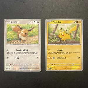 Pikachu And Eevee Pokémon Together Stamped Promo Card 025/165 And 133/165  - Picture 1 of 2