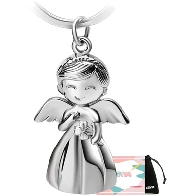 Schutzengel Schlüsselanhänger Glücksbringer Anhänger mit dem Kleeblatt für Pr... - Bild 1 von 4