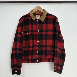 Vtg Polo Ralph Lauren Wool Bomber Jacket Buffalo Plaid Tartan Cropped Mens Large - Picture 1 of 9