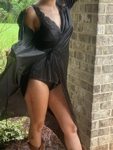 Vintage Rare Olga Black Romper w Vintage sears Robe EVC Sz S/M - Picture 1 of 5