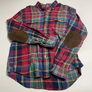 Camisa Polo Ralph Lauren De Colección Hombres M Roja Abotonada LS Franela a Cuadros Codera - Imagen 1 de 8