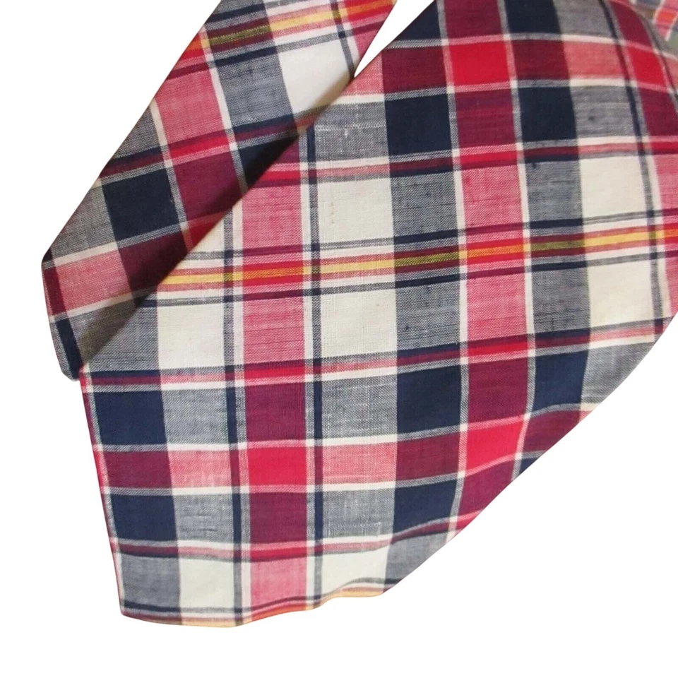 CORBATA VINTAGE AÑOS 70 3.5" ANCHO 54" CORBATA ESTAMPADO A CUADROS GALLO DENVER COLORADO Foto 1 de 4