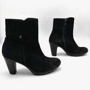 BLONDO 'Loann' Negro Gamuza Cuero AquaProtect Tacón Bloque Cremallera Botines 8M - Imagen 1 de 17