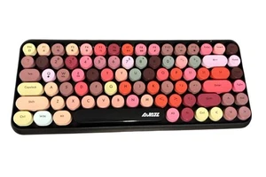 Wireless Bluetooth Computer Keyboard with 84 Keys Multicolor Pink Brown Yellow - Picture 1 of 19