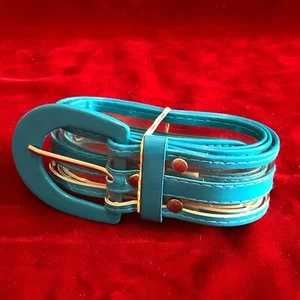 Mod Seventies Throwback blau klar gestreift Vinyl Gürtel 10/12 29" größte Taille - Bild 1 von 4