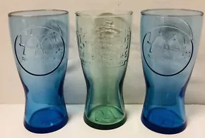 McDonald's Glasses 2012 Retro 1948 1961 Blue Green Logo Lot Of 3 Mint - Picture 1 of 5