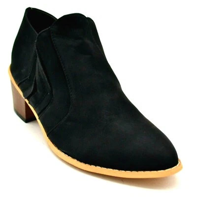 Mujeres Imitación Cuero Piel Imitación Forrado Acento Refuerzos Botines EUR 41 Negro Nuevo Foto 1 de 4