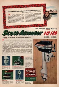 1948 Scott-Atwater 1-12 Outboard Motor Original Color Ad - Picture 1 of 1