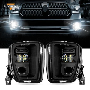 AUXBEAM Pair BLack LED Fog Light Assembly For Dodge Ram 1500 2013 2014 2015-2018 - Picture 1 of 12