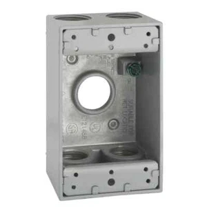 Caja resistente a la intemperie 5331-0 Hubbell de 1 marcha, cinco 3/4 pulgadas Salidas roscadas, grises - Imagen 1 de 3