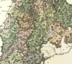 Escocia Peeble, Tweeddale, Mapa de Peebleshire por W H Lizars color 1861 - Imagen 1 de 3