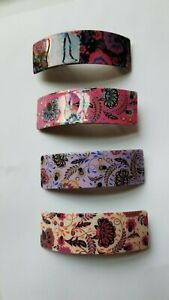 Floral Barrette 4" long with French clasp - rectangular shape