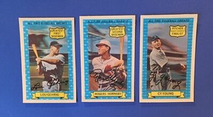 1972 Kelloggs All Time Greats 3-D LOU GEHRIG, ROGERS HORNSBY, CY YOUNG VG-EX