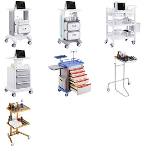 2/3/4/5 Tiers Lab Carts Mobile Medical Cart with Drawer/Tray/Trash Cans - Picture 1 of 97