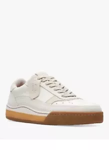 Clarks Herren Handwerk Court Spitze Leder/Wildleder Turnschuhe weiß Kombi UK Größe 7 G/41 - Bild 1 von 5