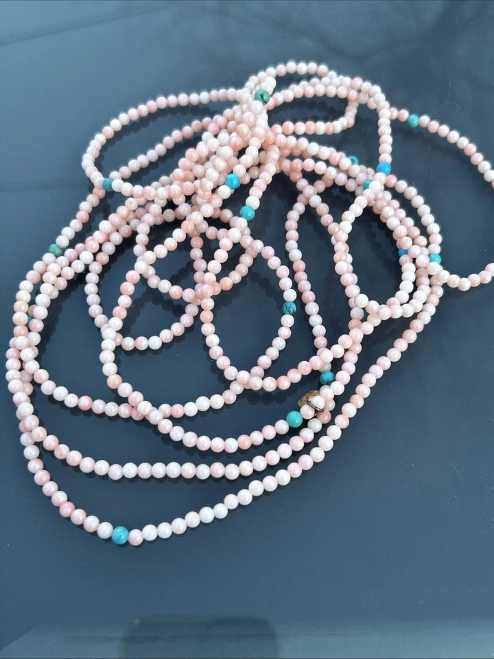 Collar Jay King DTR 3,7 mm Rosa Piel de Ángel Coral y Turquesa Cuentas 100" LARGO Foto 1 de 1