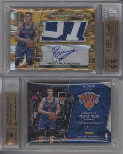 2015 Spectra Gold Prizm /10 Kristaps Porzingis BGS 9.5 GEM MINT Rookie Auto RC