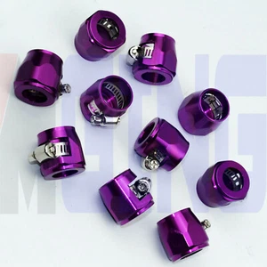 AN4 4AN -4 Oil Fuel Hose Line Clamp Finisher Adapter HEX 10PCS PURPLE - Picture 1 of 4
