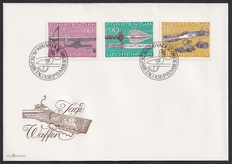 Liechtenstein 1980 (#751/3), Hunting Weapons, FDC - Image 1 of 1
