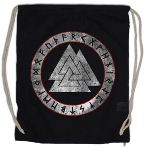 VALKNUT RUNES Turnbeutel Newpaganism Odin Thor Mjlnir Loki Midgard Viking - Picture 1 of 1
