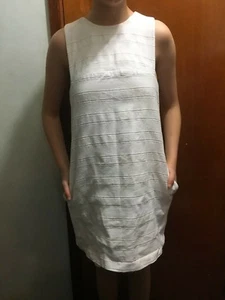 Kookai WHITE SHIFT Dress WITH POCKETS SZ 38 Free Post (G8 - Picture 1 of 5