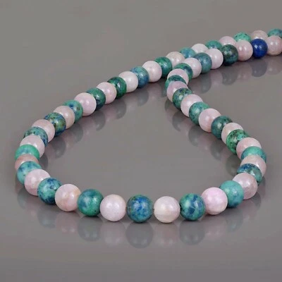 Collana Fatta A Mano Con Perle Di Malachite Naturale E Kunzite Da 6Mm - Immagine 1 di 4