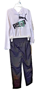 Puma Size 5 Boy's 2-Piece T-Shirt & Pants Set - Puma Logo Black White New w/Tags - Picture 1 of 16