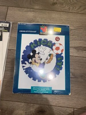 Counted Cross Stitch Kit - Mickey Unlimited KICK IT 14 Ct - Soccer Made In USA - Image 1 of 4